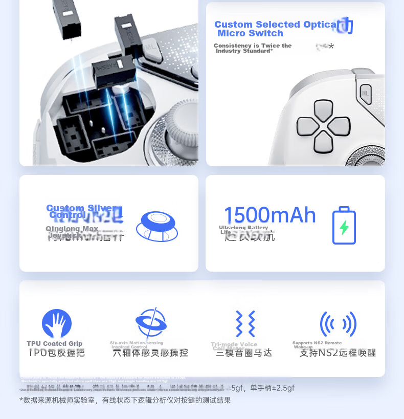 Mechanic F1 White Dual 8K Wireless Gaming Controller FPS Esports Ultra-Low Latency Large Grip Controller for Steam TV PC Online and PC Games CS2 Dota Shadow Blade Zero Gift 3