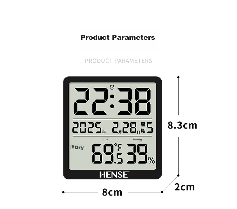 Hense Kitchen Magnetic Electronic Clock Refrigerator Thermometer Hygrometer Desktop Digital Clock Wall-Mountable HA3702 White Back-to-School Season 10