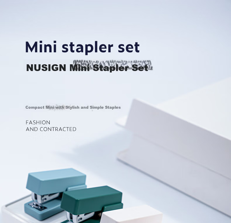 Deli Mini Stapler for Students, Compact Office Stapler, Portable Handheld Binding Machine, Small Size, Includes 830 Staples, Green NS083A 1