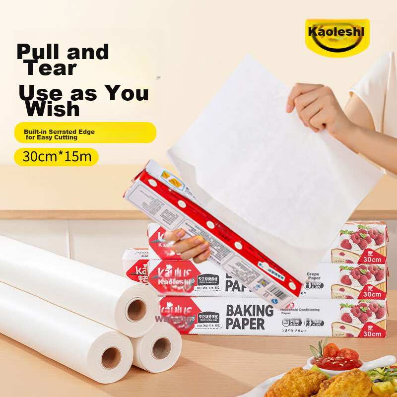 Kaoleshi Silicone Oil Paper 60m x 40cm Non-Stick Baking Oven Tray Air Fryer Parchment Paper Thickened and Widened Cake Baking Paper