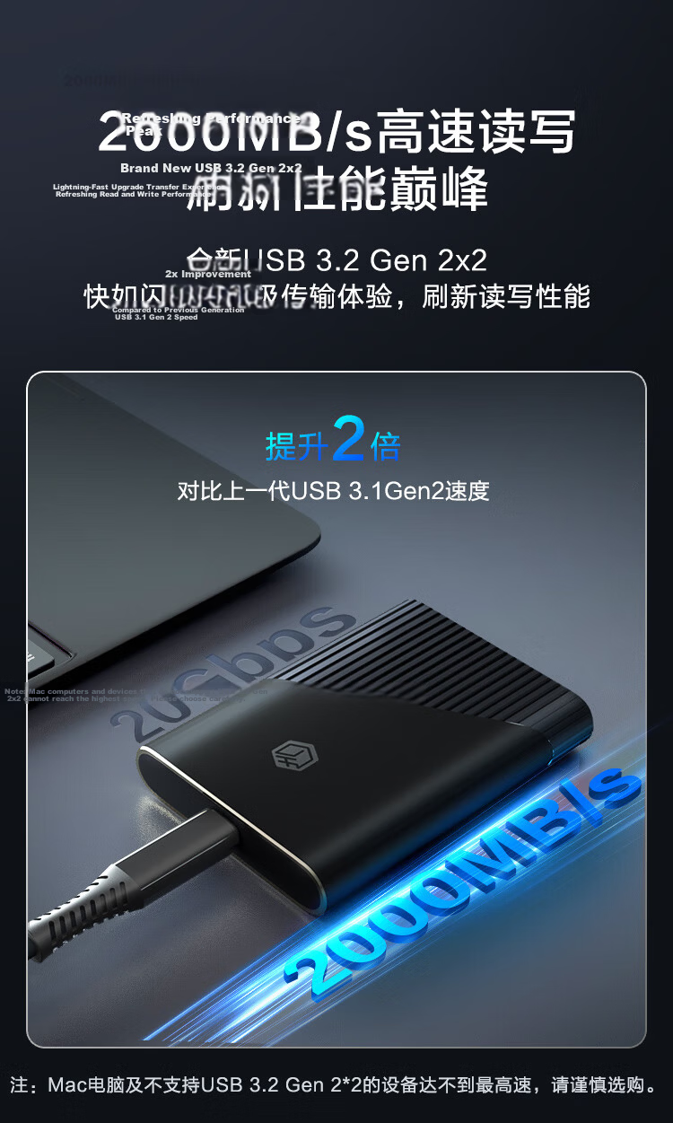 JD Original MiniGo Portable SSD 2TB (PSSD) with Read Speed up to 1000MB/s, Dual-Use External Hard Drive for Apple And Android Phones And Computers 2