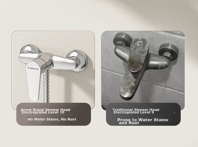 ARROW Simple Shower Faucet Hot and Cold Mixing Valve Brass Pressurized Handheld Shower Head AE3263CP 8