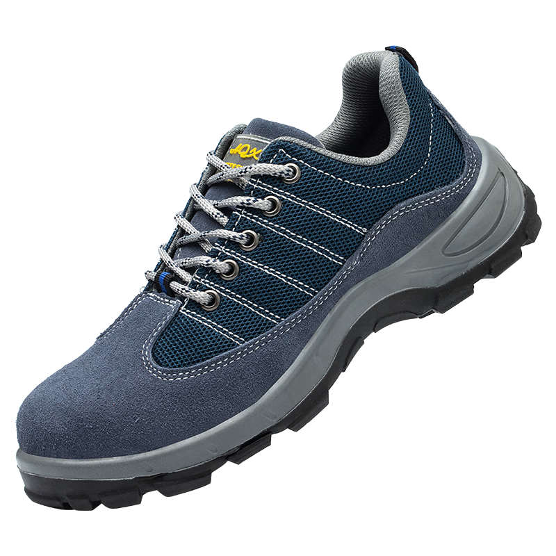 Fucheng Men's Breathable Steel Toe Safety Work Shoes Anti-Smash Puncture Resistant Durable Solid Sole Blue Size 36