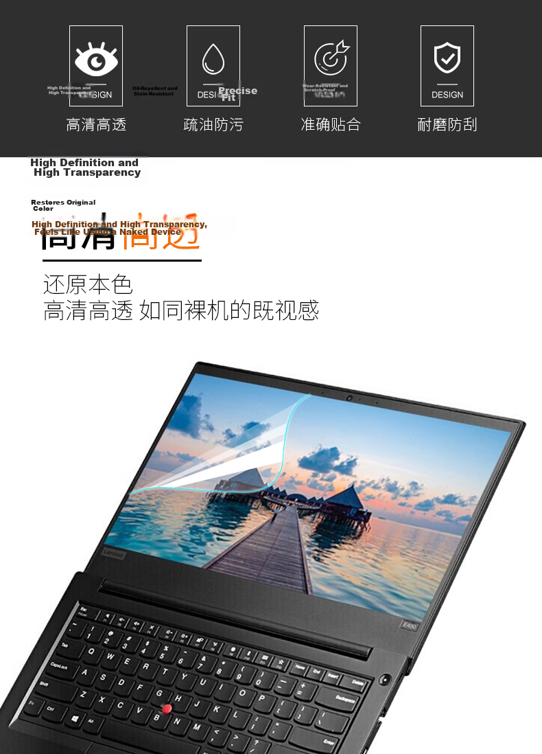 Jiasu Lenovo ThinkPad T14/T14s/T14P 23/22 Model Keyboard Cover, High-Definition Screen Protector for 14-Inch Laptop, Protective Film Set, All-In Package for Convenience 2