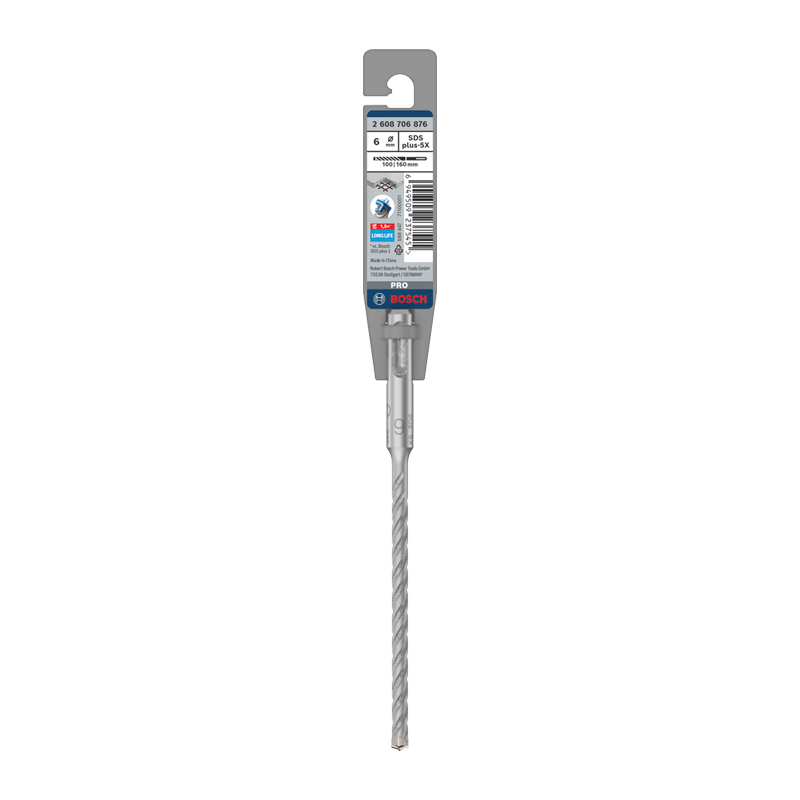 BOSCH Electric Hammer Drill Bit, Four-Hole 5 Series Round Shank, Two-Hole Two-Groove Concrete Masonry Drill Bit, 6x100x160mm, 1 Piece