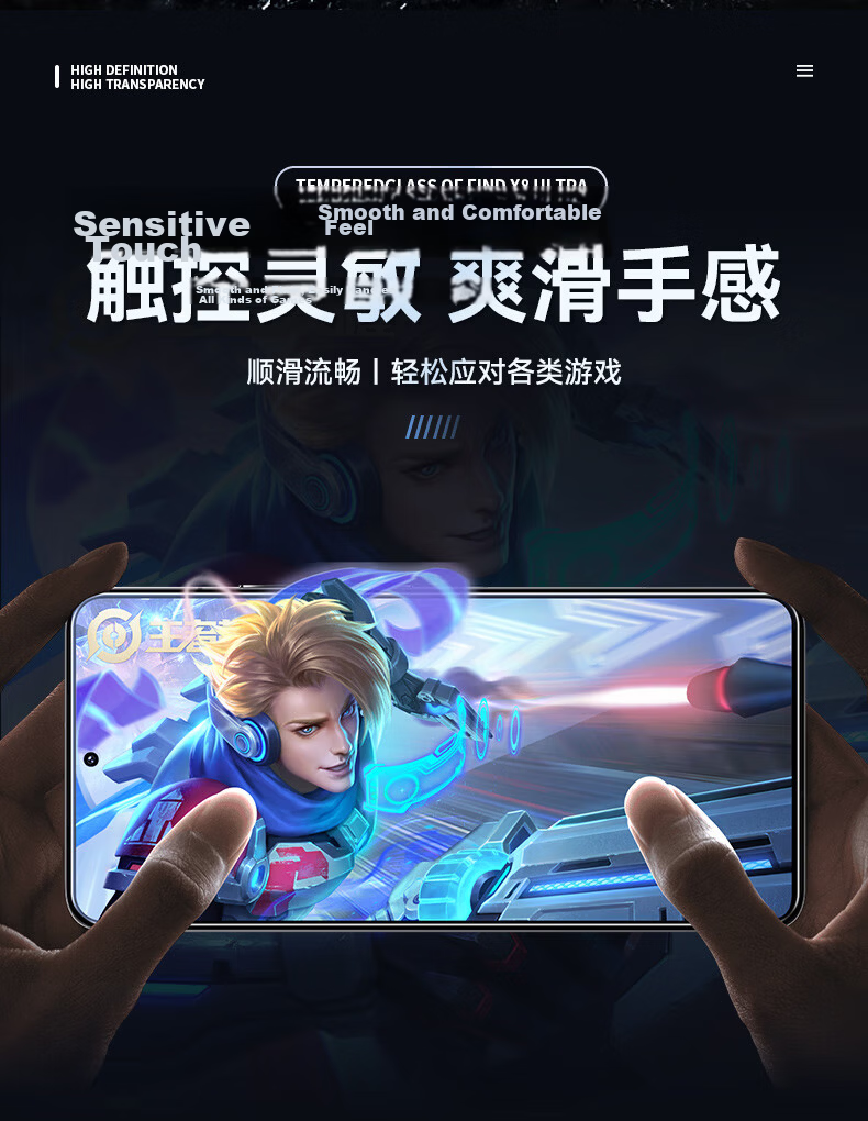 Lanxingxiansheng Tempered Glass Screen Protector for OPPO FindX8S+, High Definition Anti-Drop Anti-Fingerprint Protective Film for FindX8s+ Smartphone 13