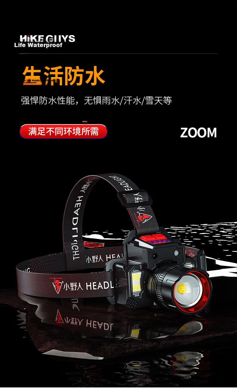 XIAOYEREN High-Intensity Headlamp, Head-Mounted, Outdoor, Long Battery Life, for Fishing, Beach Combing, Hiking, Super Bright, Rechargeable, Construction Site, Small Lighting Lamp 9