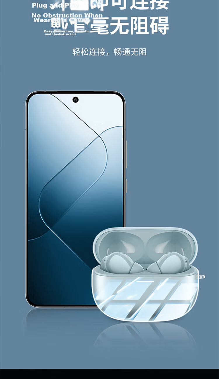 ESCASE Protective Case for Redmi Buds6, Full Coverage, Transparent Soft Shell for Xiaomi Wireless Bluetooth Earphones, Shockproof, Dustproof, Transparent Case with Lanyard for Xiaomi Phones 6