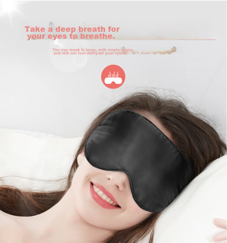 Travel Jiajialin Series Silk Sleep Mask Black Breathable Comfortable Nap Eye Mask Light Blocking 1