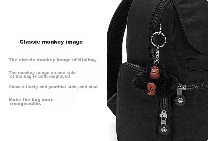 Kipling Multi-Compartment Backpack MATTA Deep Black Birthday Gift Student School Bag 14