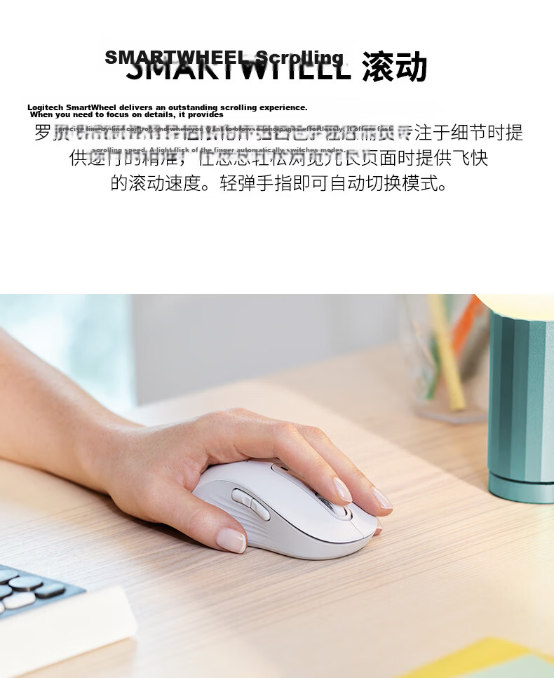 Logitech M750M Universal Edition Mouse, Wireless Mouse, Silent Mouse, Symmetrical Mouse, White, with Logi Bolt USB Receiver 3