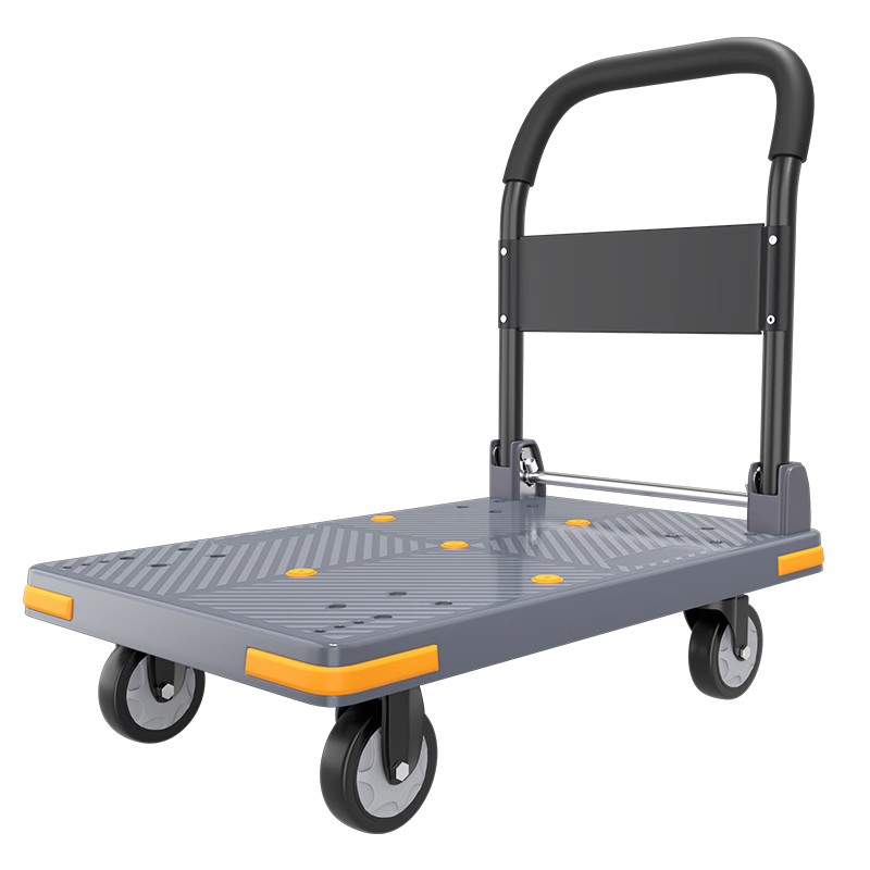 Haojiaju Folding Flatbed Hand Truck, 90*60cm, 1000 Jin Capacity, Four-Corner Anti-Collision, 5-Inch Quiet Wheels, Business Gray, Jingdong Express Delivery, Invoicing, Factory Warehouse Cargo Transport Trolley
