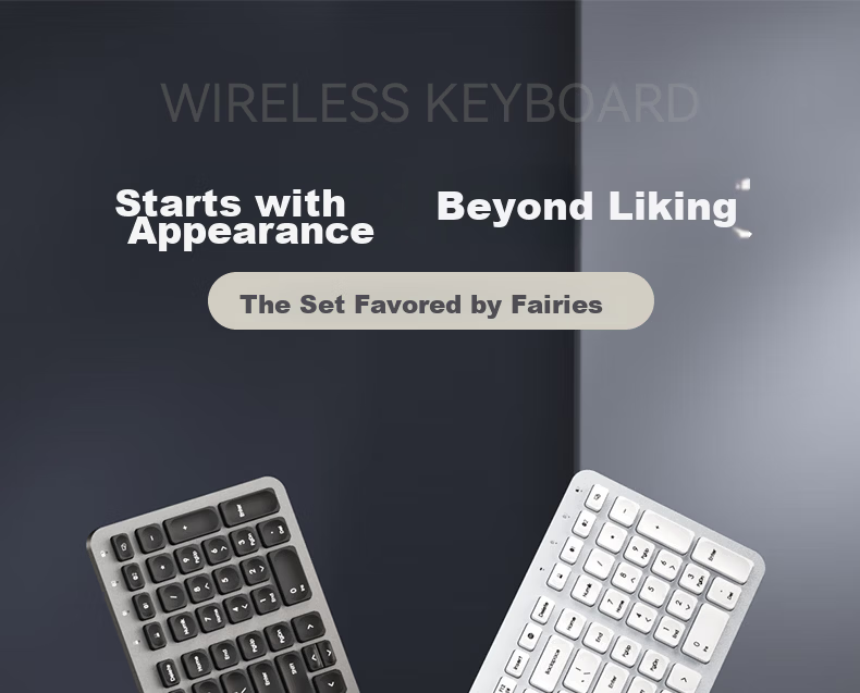 B.O.W Hangshi K670DL Dual-Mode Wireless Bluetooth Charging Keyboard Office Tablet Mobile Laptop iPad Silent Keyboard 106 Keys Black Gray 1