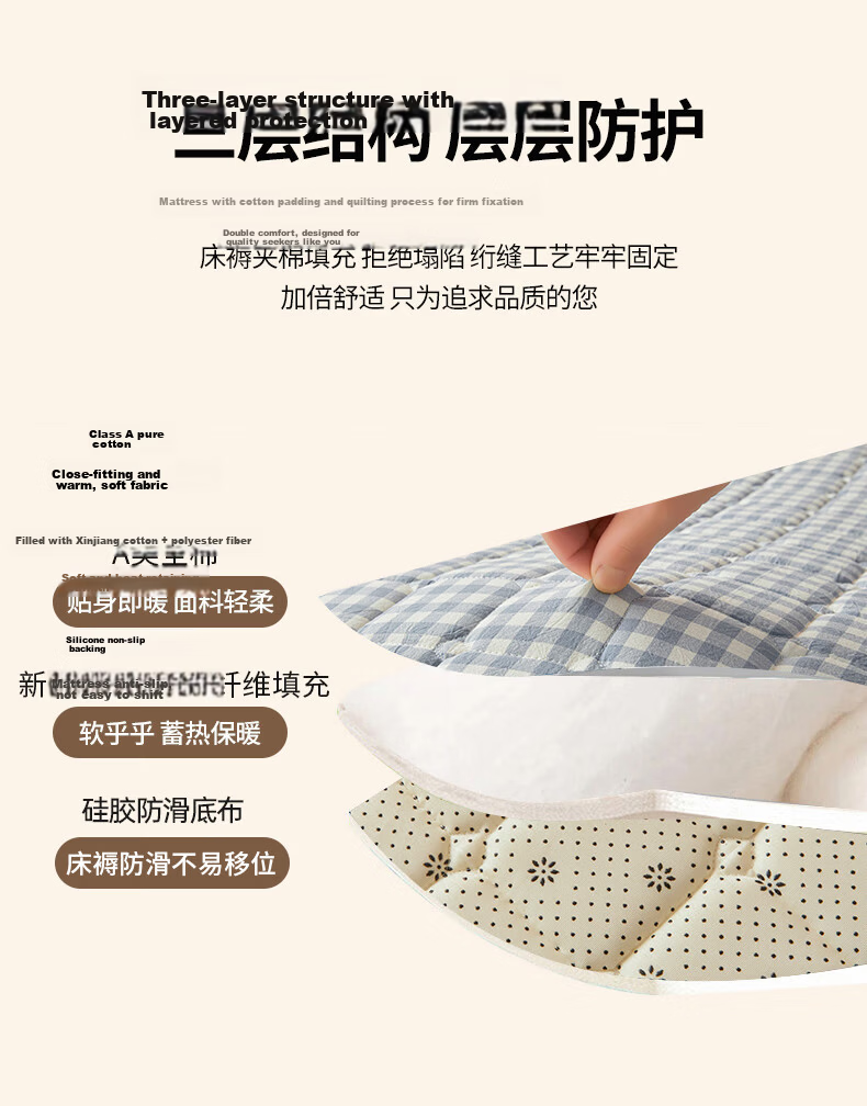 Wuyinliangpin Class A Cotton Mattress Pad, Antibacterial Bed Cover, Foldable, Student Dormitory Single Bed Pad, 1.2*2 Meters 8