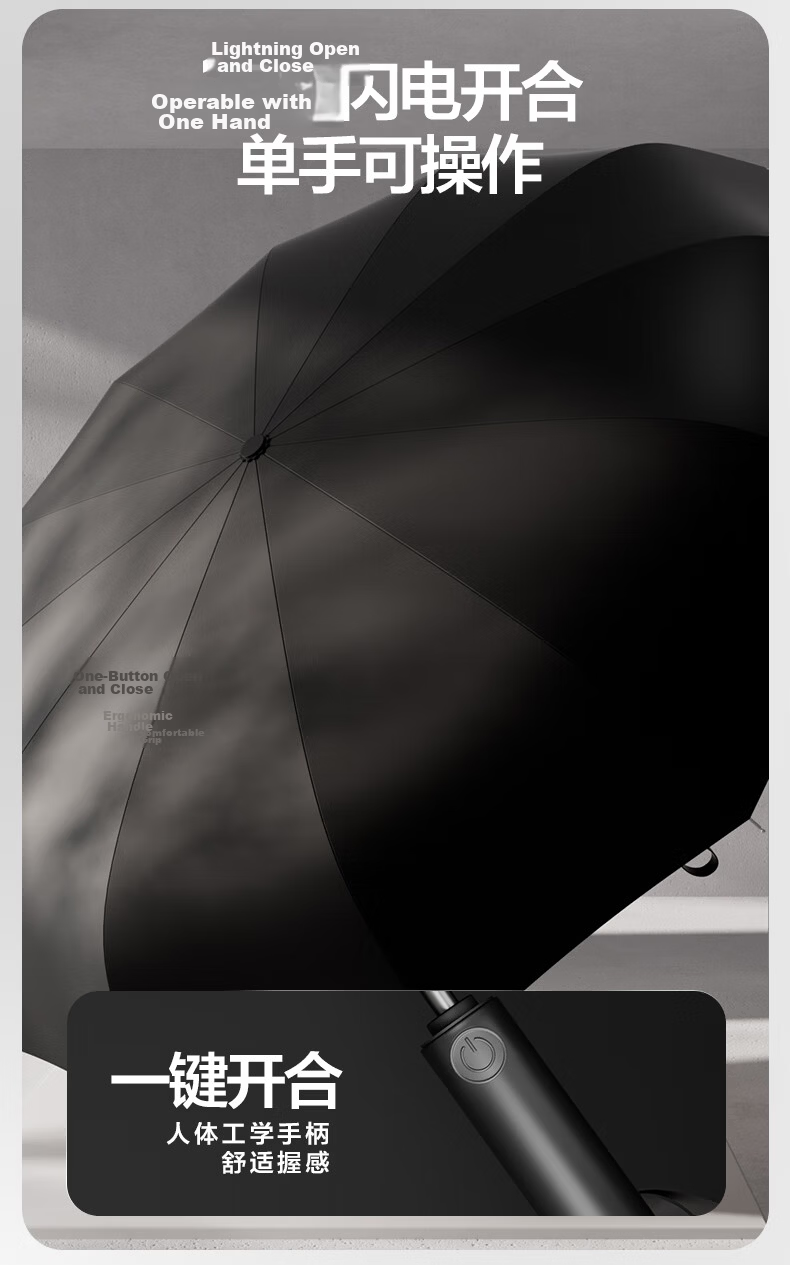 XiaoMo Fully Automatic Large Reinforced Thickened Windproof Folding Umbrella Sunshade Umbrella Solar Umbrella 120 Ribs Customizable 6