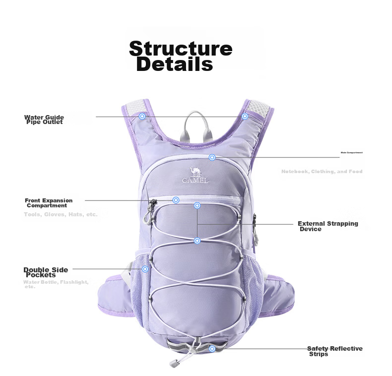 CAMEL Honey Bee Backpack Hiking Sports Bag for College Students, Trail Running, Cycling, Outdoor Travel, Mountaineering Bag, Light Gray 39