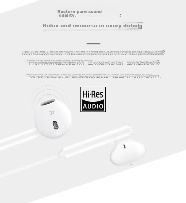 Huawei Original Type-C Wired Earphones for Mate70 Pro Mate60 Pro P60 P50 P40 P30 Nova 9 10 1180 90 100 Compatible with Apple 15 with Storage Bag 14