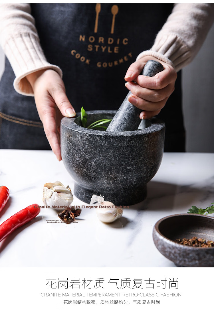 Universal Marble Garlic Crusher Mortar Pestle Garlic Masher Stone Mortar Household Grinder Ginger Crusher Spice Grinder 4