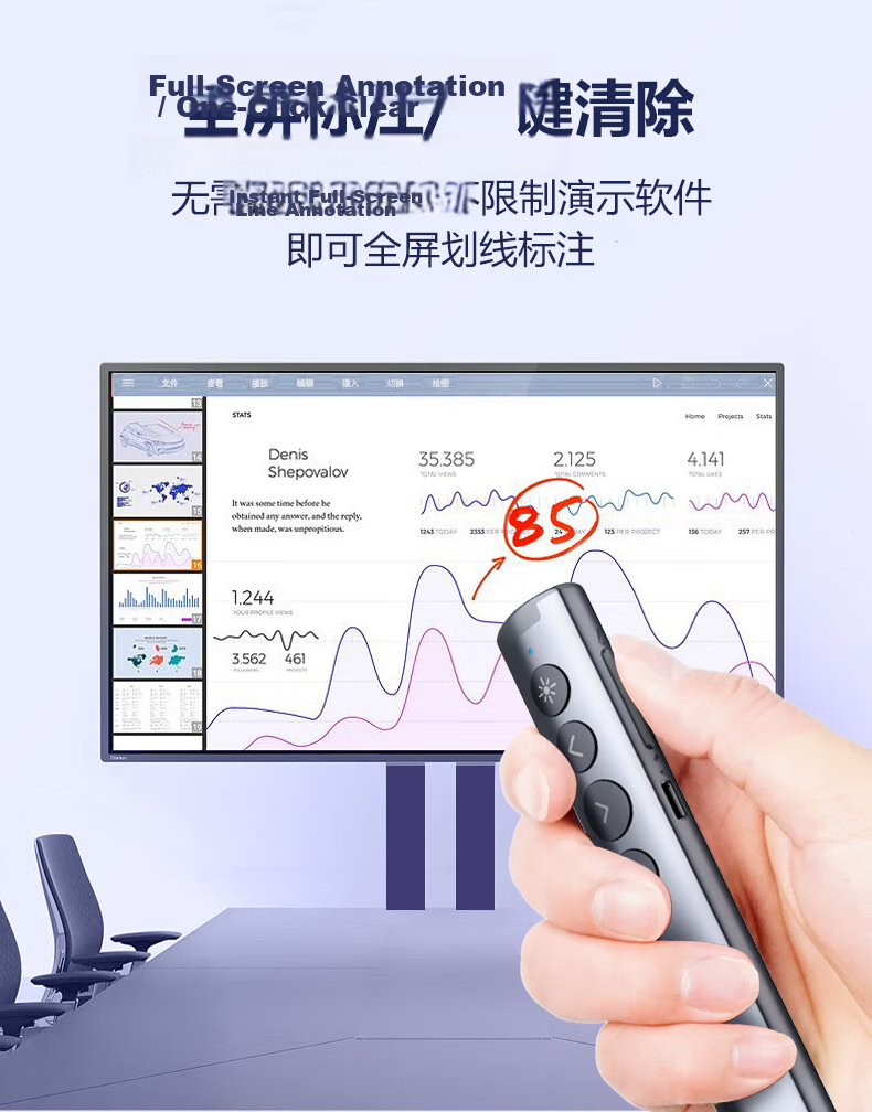 Nuowei Bluetooth Laser Pointer PPT Clicker Teacher Electronic Page Turner Digital Physics Dual Laser LED LCD Screen Seewo Whiteboard Honghe N95s BLE Dual-Head Version 10