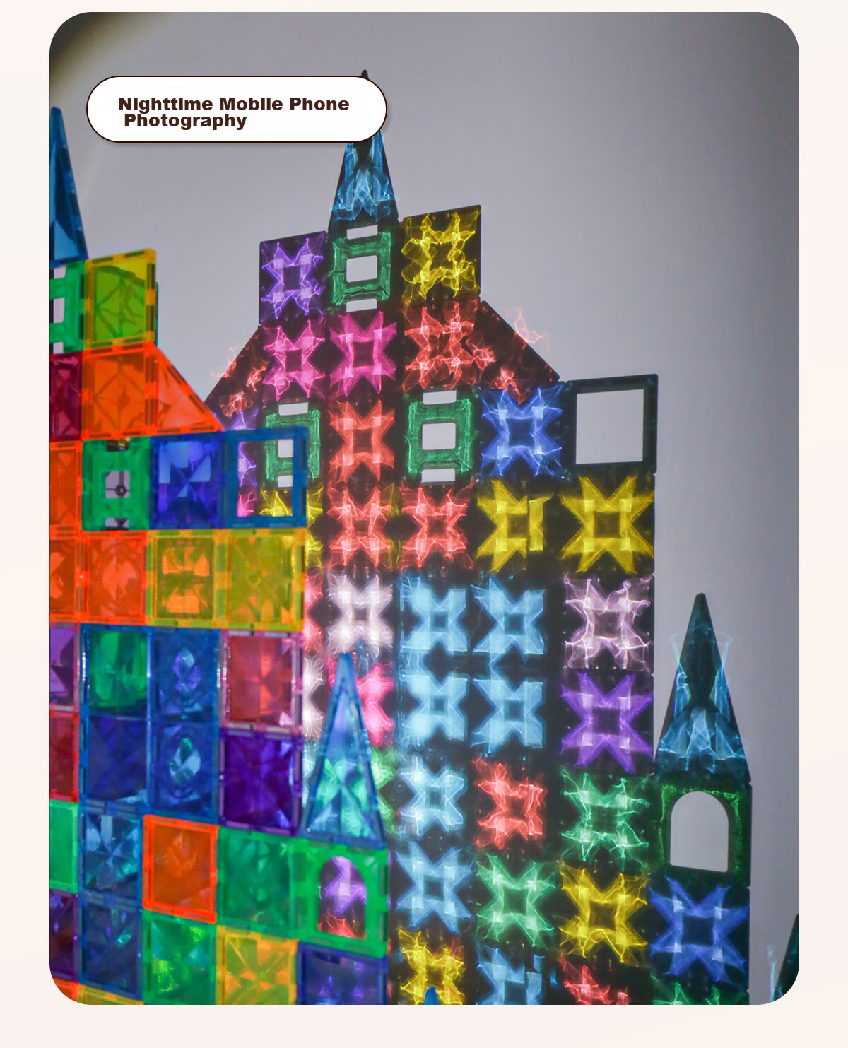 Bmag Diamond Pattern Colored Window Magnetic Building Blocks Puzzle, Baby Enlightenment Toy, Children's Educational Birthday Gift Box, 100 Pieces 3