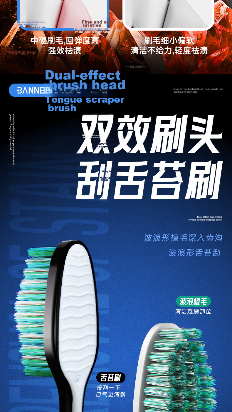 BANNER Thin Soft Bristle Small Head Gum Care Toothbrush Sakura Deep Clean Sensitive Relief Bleeding Reduction - 4 Pack 4