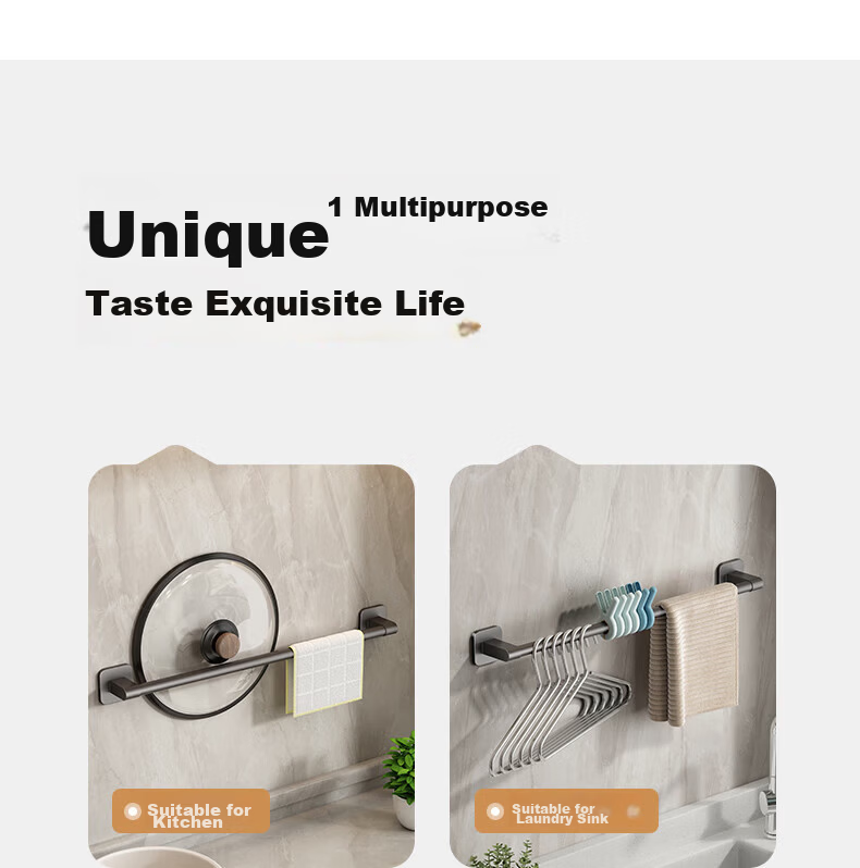Xinpei Suction Cup Telescopic Towel Rack Bathroom No-Drill Slipper Storage Shelf Bath Towel Organizer Hanging Rod 14