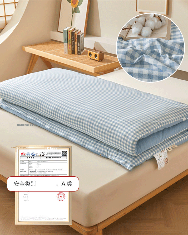 Grace Mattress Pad, 100% Xinjiang Cotton Mattress Topper, Warm Quilt, All-Cotton Thickened Cotton Wadding, 150*200cm 4