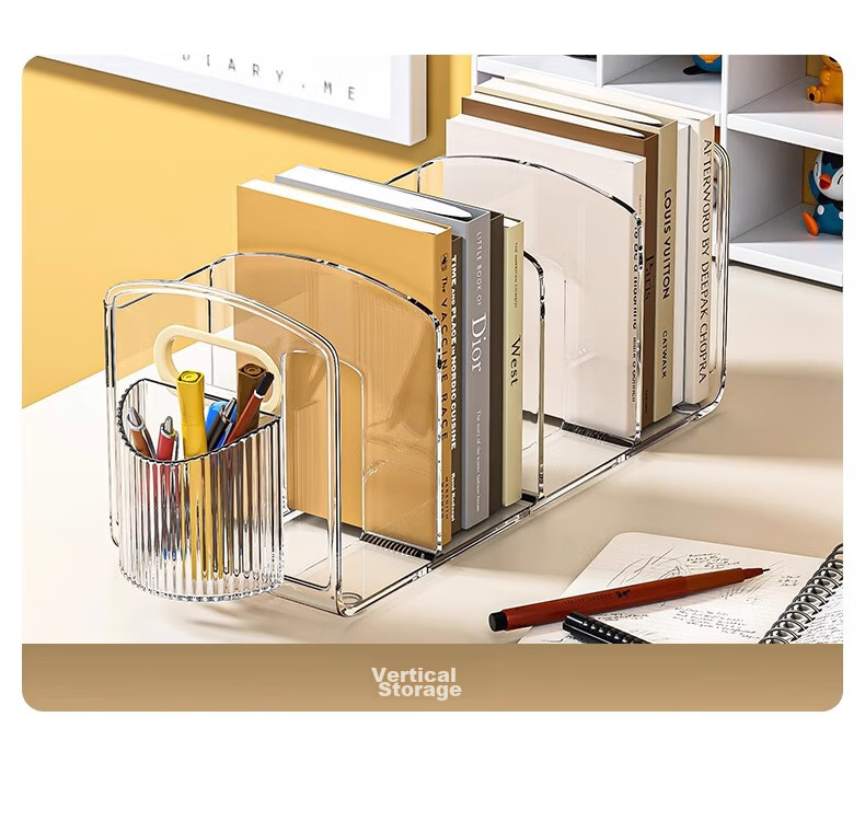 Jiaodu Desktop Book Storage Rack Student Desk Bookend Children's Picture Book Shelf Acrylic Transparent Organizer 20
