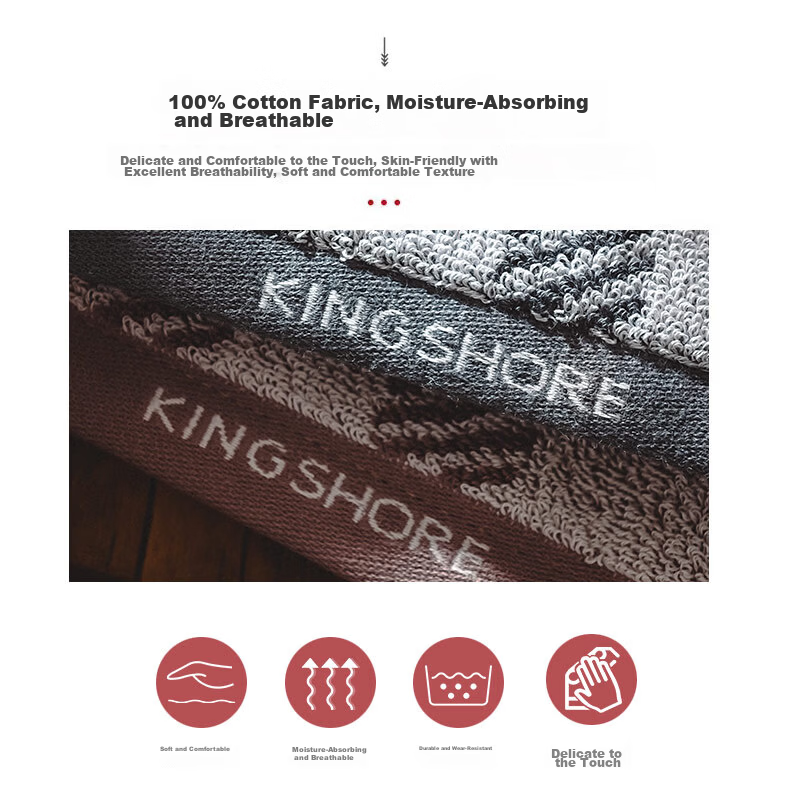 KING SHORE Towel, Satin Thickened Pure Cotton Towel, Class A Standard Sports Face Towel, 2-Pack, 72*36cm, 125g/piece 4