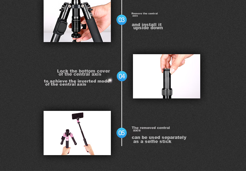 Fotopro FY-820 Smartphone Selfie Live Streaming Tripod, Camera Photography Tripod, Rose Gold 9