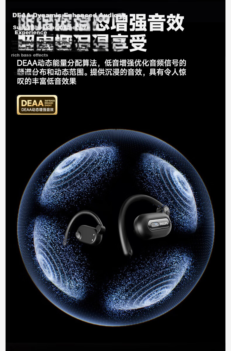 PHILIPS TAQ2720 White Bluetooth Bone Conduction True Wireless Open-Ear Sports Earphones Compatible with Apple Huawei Xiaomi 6