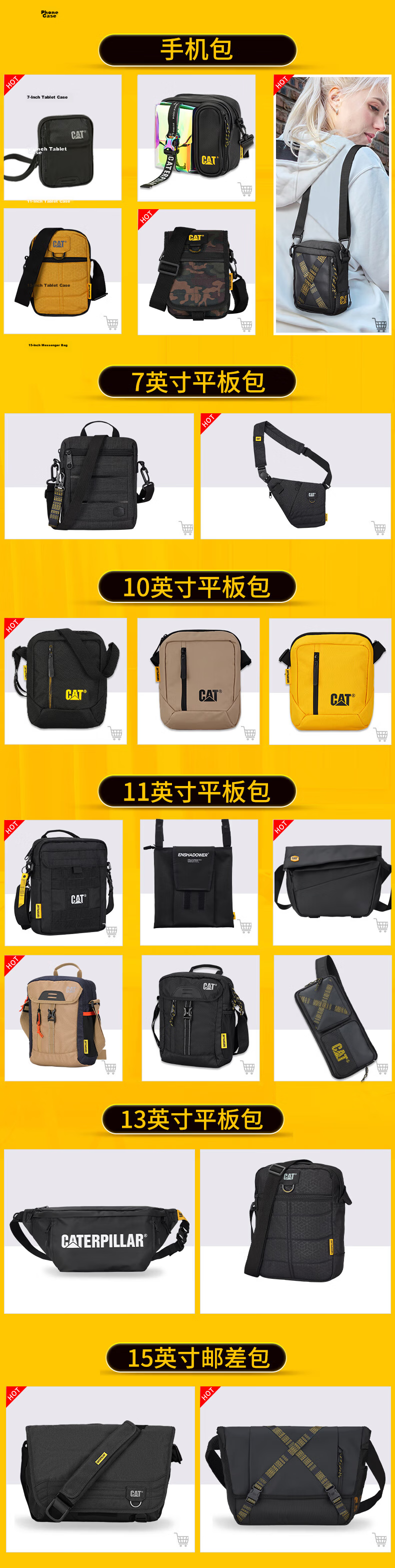 CAT Shoulder Crossbody Bag, Laptop Bag, 15/16 Inch Briefcase for Men, Black, 83607 2