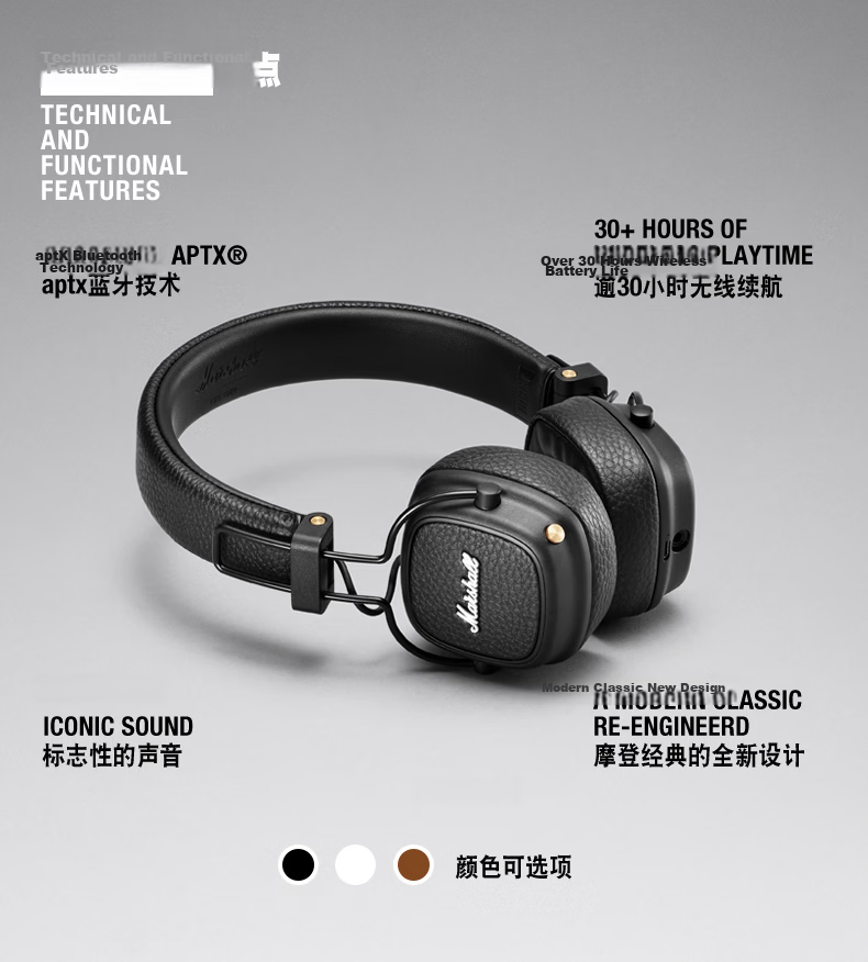 Marshall MILTON A.N.C. Over-Ear Active Noise Cancelling Bluetooth 6.0 Headphones Black 2