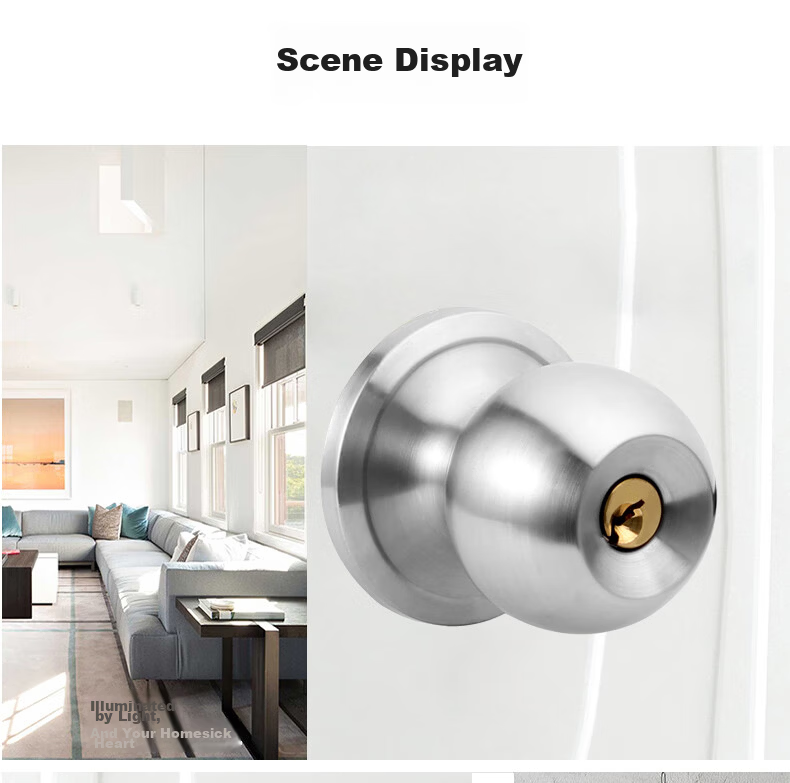 BLOSSOM Spherical Lock Indoor Door Lock Plastic Steel Aluminum Alloy Toilet Bathroom Lock 587 Three-Bar 3-5 9