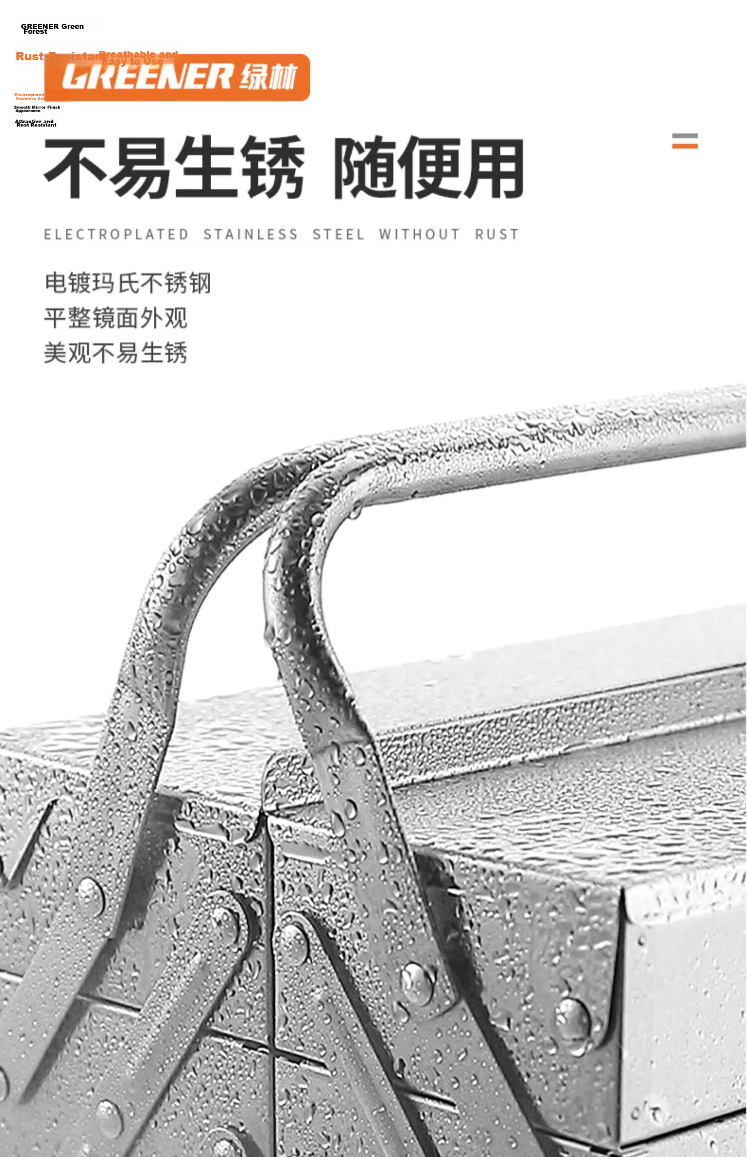 GREENER Stainless Steel Toolbox Three-Layer Foldable Thickened Portable Industrial Grade Multi-Functional Storage Box 2