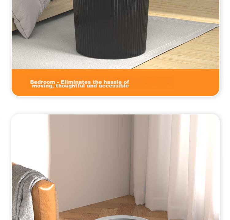Bendi Trash Can High-End Cloud White 15.5L Large Press-Ring Plastic Bin for Living Room Kitchen Bathroom Office 14