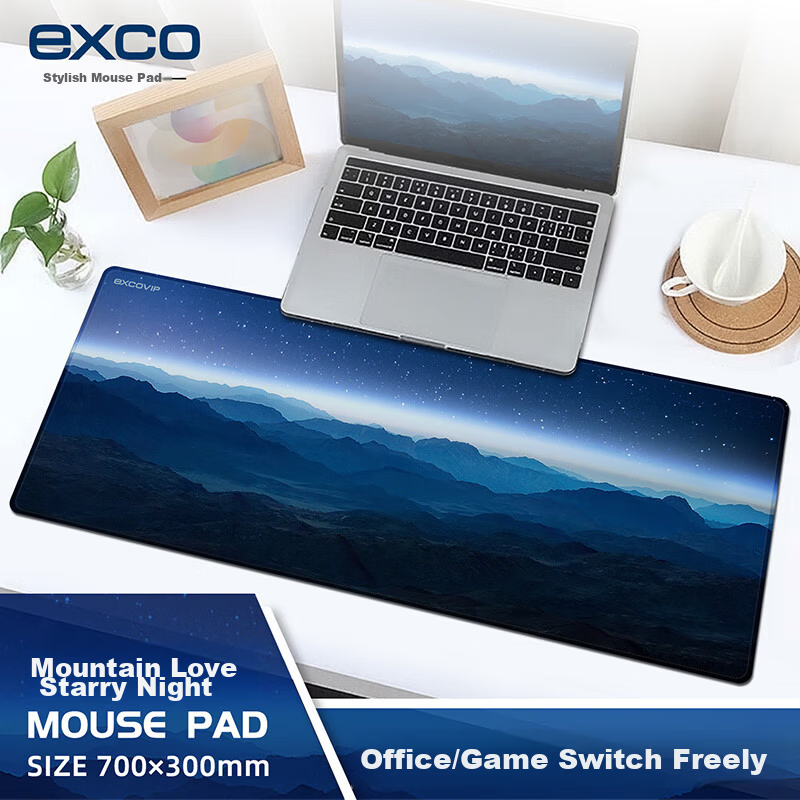 EXCO Mountain Starry Night Large Mouse Pad Extended Oversized Gaming Computer Desk Mat E-sports Keyboard Pad Office Thickened Anime Cartoon 700*300mm Desk Mat 0062 1