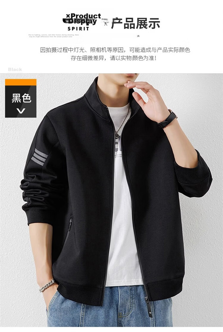 JEEP SPIRIT Men's Autumn Winter Jacket Hoodie Casual Sports Stand Collar Gray L 10