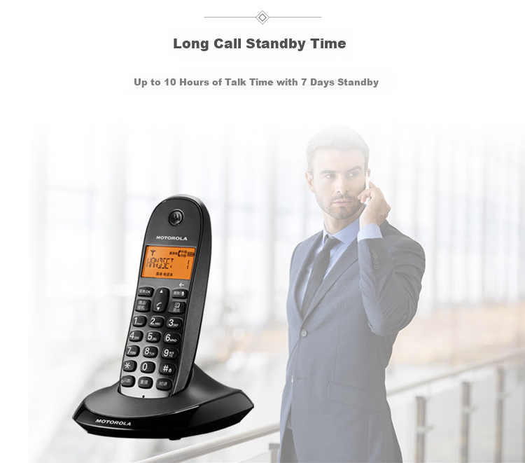 Motorola Cordless Digital Telephone, Wireless Landline Phone, Parent-Child Handset, White Backlit Clear Display, Hands-Free for Office And Home Use T301HC Child Handset, Black (To Be Used with Main Unit) 8