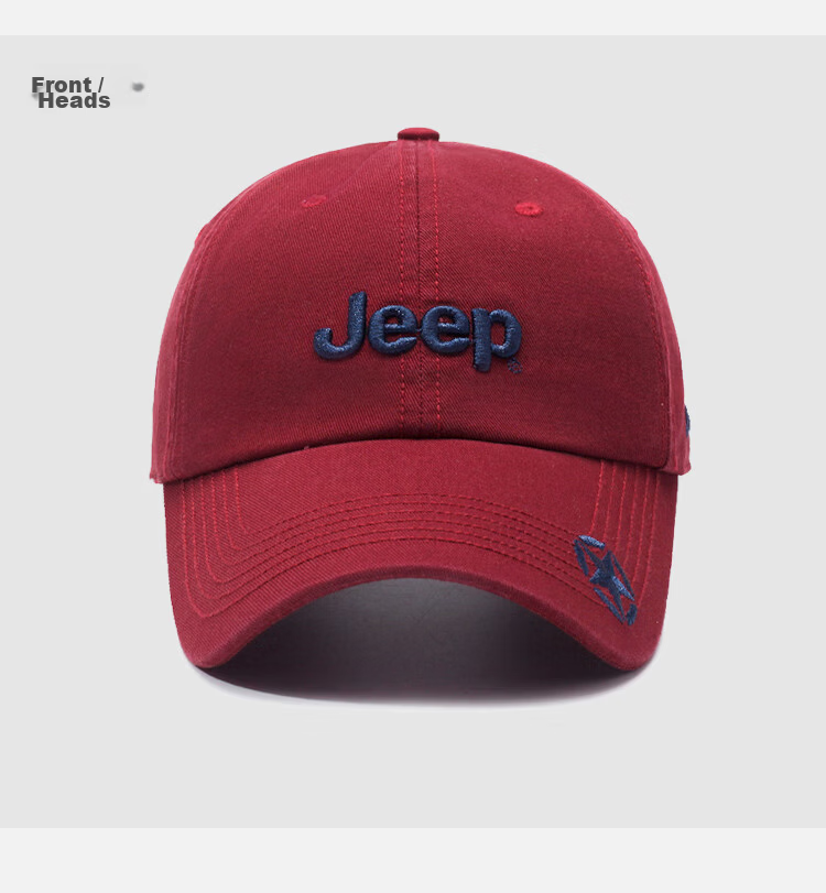 JEEP Men's Baseball Cap Four-Season Trendy Versatile Sunshade Hat Unisex Black 33