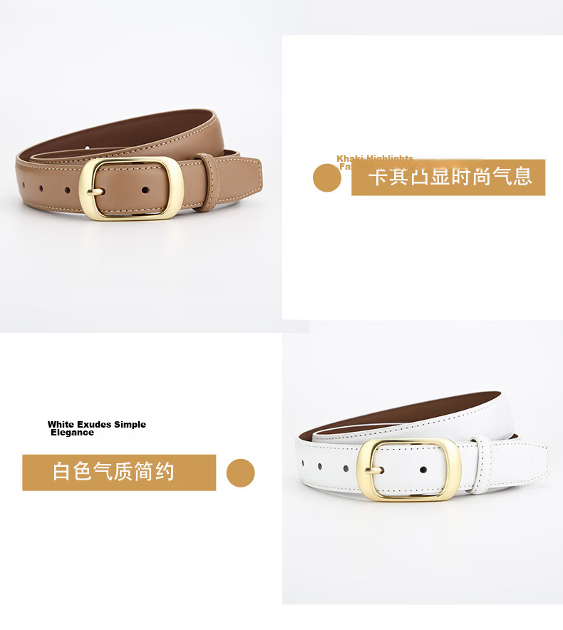 CARTELO Women's Leather Belt, Korean-Style Decorative Casual Cowhide Belt, Simple Versatile Pin Buckle Trouser Belt, Girlfriend Gift 9