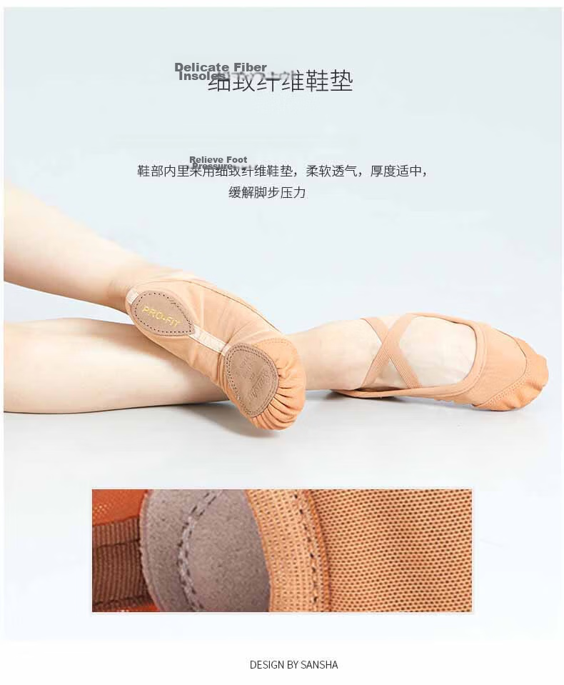 Sansha Ballet Dance Shoes for Women, Adult Practice Soft Shoes, Gymnastics Shoes, Elastic Mesh Breathable, Size 83X Weight 39 4