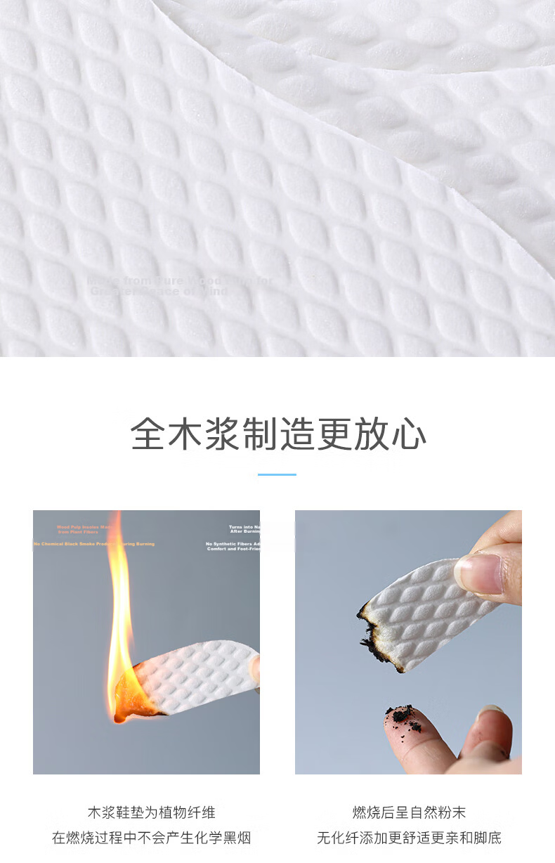 Bangnishijia 30 Pairs Disposable Wood Pulp Insoles for Men, Odor-Resistant Breathable Sweat-Absorbing Barefoot Dry Non-Slip Leather Shoes for Women Summer 9