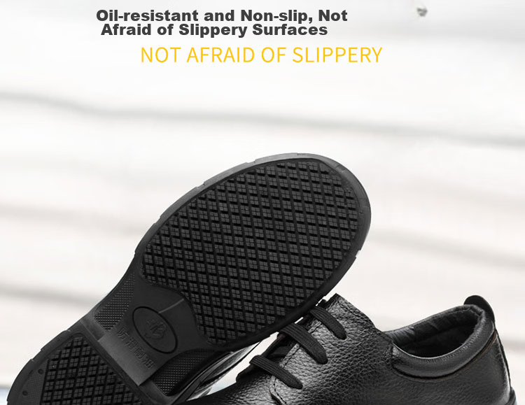 LAOGUANJIA Men's Safety Shoes Non-Slip Kitchen Chef Shoes Hotel Work Shoes Oil-Resistant Waterproof Lightweight Breathable Cowhide SRC Size 36 7