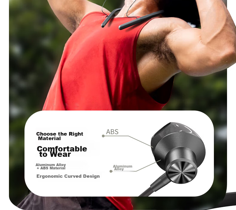 Aigo Sports Bluetooth Neckband, Bluetooth 5.4, Neck-Hanging Style, Ultra-Long Standby Time, Durable Drop-Resistant, Suitable for Apple, Xiaomi, OPPO, Long Battery Life, WP01 Gray And Black 18