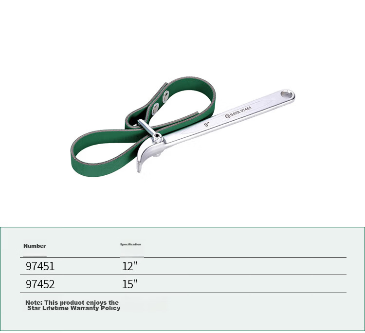 SATA 97461 9" Belt Wrench Oil Filter Removal Anti-Slip Wrench 3