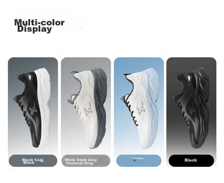 XTEP Running Shoes Men's Black Breathable Mesh Lightweight Shock Absorption Durable Casual Sneakers for Autumn and Summer 12