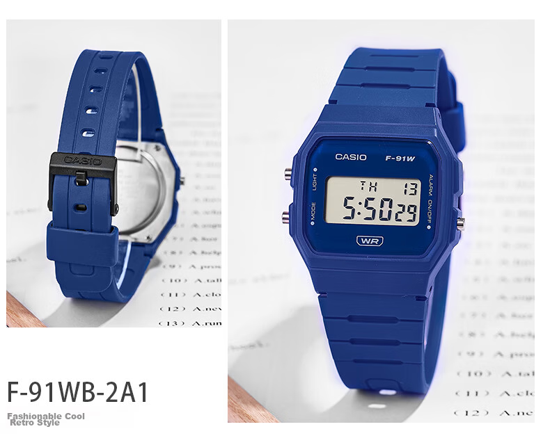 CASIO F-91WB-2A1 Retro Unisex Digital Watch Vintage Small Square Student Watch 21