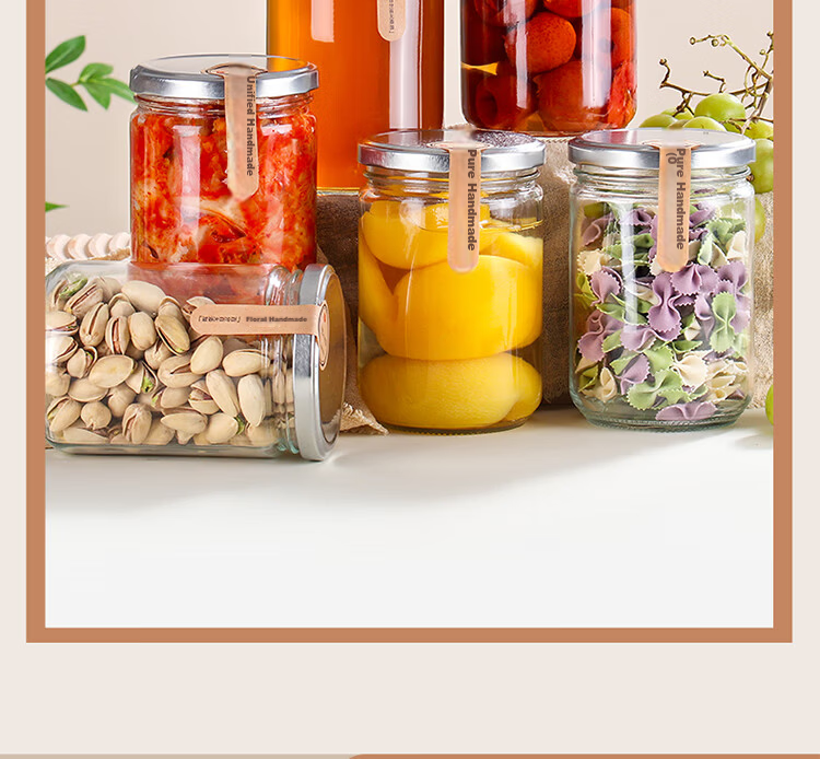 Baijie Glass Sealed Jar 500ml*6 for Stewing Yellow Peach Honey Canning, Jam, Chili Sauce, Laba Garlic 11