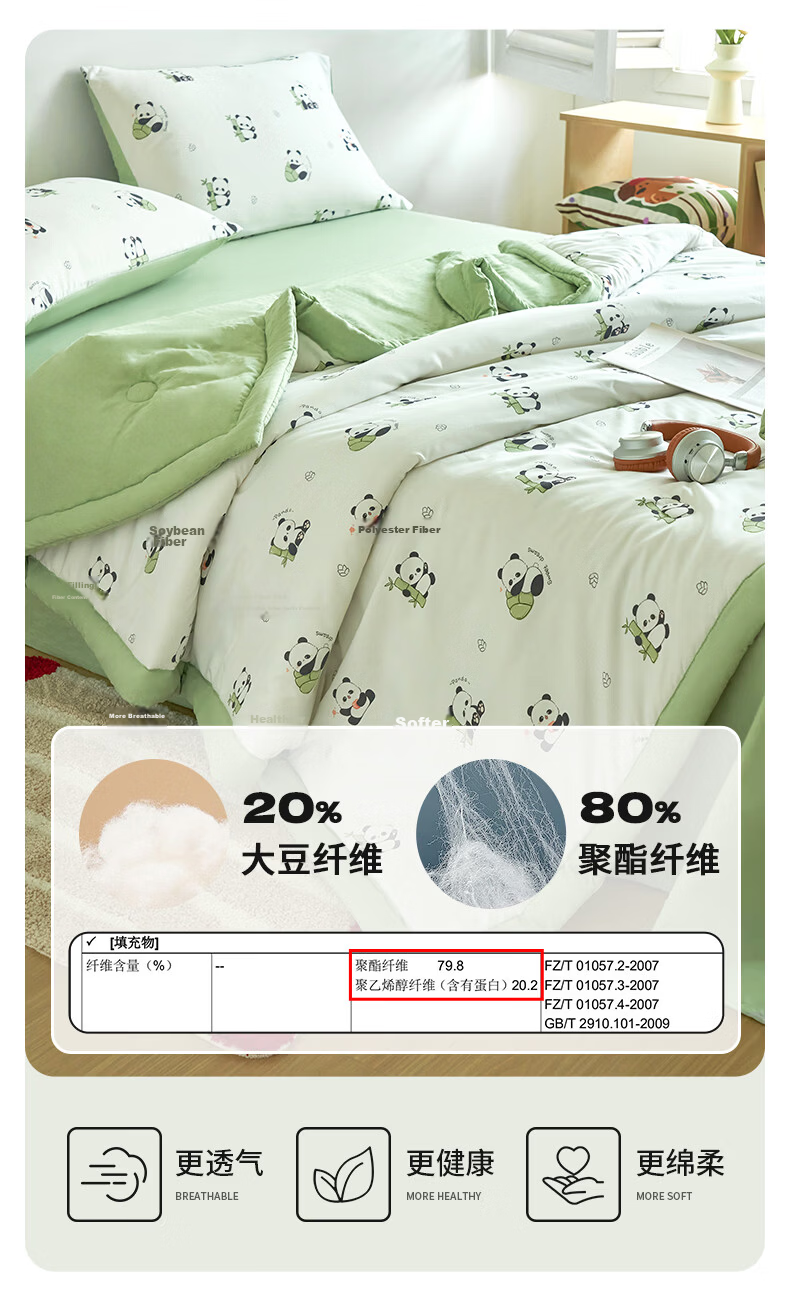 Grace Class A 20% Soy Fiber Machine Washable Summer Quilt Single Summer Air Conditioning Quilt Core Cooling Blanket 200*230cm 8